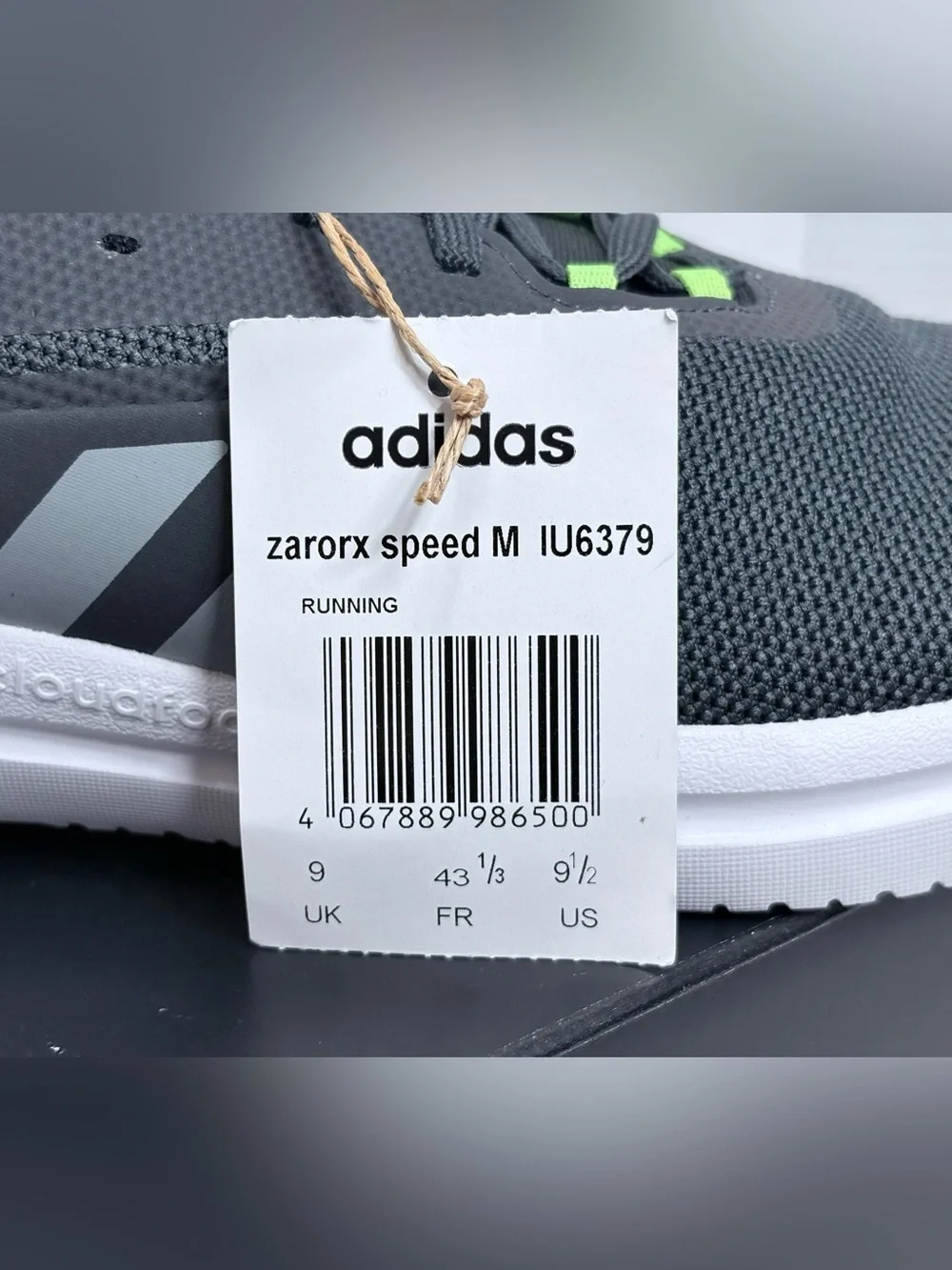 adidas CloudFoam Men's Athletic Running Shoes - Gray white & Neon Green